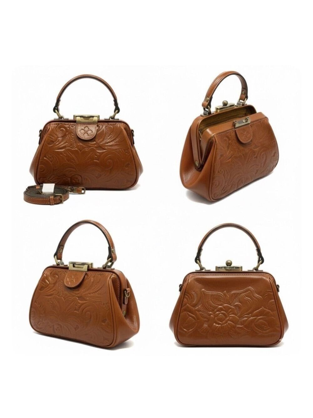 Patricia Nash 100% full grain leather Gracchi Framed Satchel